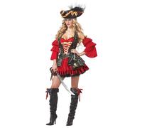 California Costumes Costume da pirata spagnola da adulto, rosso, M UK