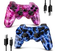 Degulan Controller per PS-3 wireless, joystick da gioco remoto per Play 3 con cavo di ricarica (BlueFlash e PurpleSky)