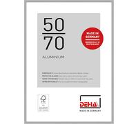 DEHA Design cornice per foto, 50 x 70 cm, alluminio, Argento opaco, cornice per posterper appenderein formato verticale e orizzontale, vetro sintetico, Boston