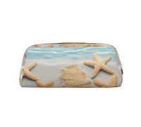 DEHIWI 3D Bella Marittima Estate Stella Marina Matita Astuccio Impermeabile In Pelle Matita Sacchetto di Viaggio Comestic Bag Sacchetto di Immagazzinaggio Del Sacchetto Della Penna Per Lavoro, Oro,