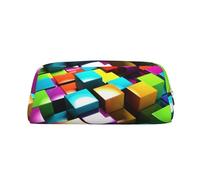 DEHIWI 3D Cubi Colorati Matita Penna Caso Impermeabile In Pelle Matita Sacchetto di Viaggio Comestic Bag Sacchetto di Immagazzinaggio Del Sacchetto Della Penna Per Il, Argento, Taglia unica