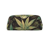 DEHIWI A Puff In Time - Astuccio portapenne in pelle impermeabile con motivo marijuana, astuccio da viaggio o per trucchi, Argento, Taglia unica