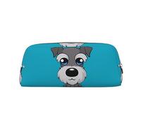 DEHIWI Adorabile astuccio per matite Schnauzer impermeabile in pelle astuccio da viaggio borsa portaoggetti portapenne per lavoro ufficio trucco, Oro, Taglia unica