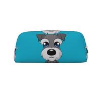 DEHIWI Adorabile astuccio per matite Schnauzer impermeabile in pelle astuccio da viaggio borsa portaoggetti portapenne per lavoro ufficio trucco, Argento, Taglia unica