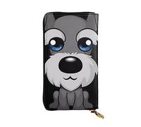DEHIWI Adorabile Schnauzer - Portafoglio lungo da donna, in pelle, con cerniera, da viaggio, porta carte di credito, Nero , Taglia unica