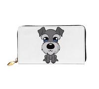 DEHIWI Adorabile Schnauzer - Portafoglio lungo da donna, in pelle, con cerniera, da viaggio, porta carte di credito, Nero , Taglia unica