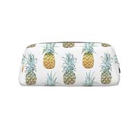DEHIWI Astuccio per matite alla moda con ananas, impermeabile, in pelle, da viaggio, per cosmetici, penne, per lavoro, ufficio e trucco, Argento, Taglia unica