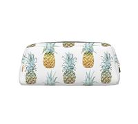 DEHIWI Astuccio per matite alla moda con ananas, impermeabile, in pelle, da viaggio, per cosmetici, penne, per lavoro, ufficio e trucco, Oro, Taglia unica