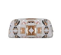 DEHIWI Astuccio per matite e matite con cane chihuahua, impermeabile, in pelle, astuccio da viaggio, borsa porta penne, per lavoro, ufficio e trucco, Argento, Taglia unica