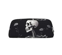 DEHIWI Astuccio per matite estetico con scheletro impermeabile in pelle astuccio da viaggio borsa portaoggetti portapenne per lavoro ufficio trucco, Argento, Taglia unica