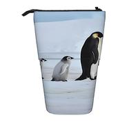 DEHIWI Astuccio portamatite a forma di cinque pinguini, con supporto telescopico, per ufficio, Nero , Taglia unica