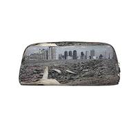 DEHIWI Astuccio portapenne con teschio e animali sulla terra asciutta, impermeabile, carino, in pelle, astuccio da viaggio per cosmetici, organizer portapenne per trucco da ufficio, Argento, Taglia