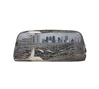 DEHIWI Astuccio portapenne con teschio e animali sulla terra asciutta, impermeabile, carino, in pelle, astuccio da viaggio per cosmetici, organizer portapenne per trucco da ufficio, Oro, Taglia unica,