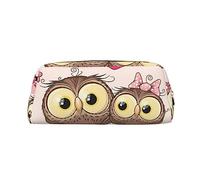DEHIWI Astuccio portapenne in pelle con gufi, impermeabile, carino, da viaggio, per cosmetici, organizer per penne, per trucco da ufficio, Oro, Taglia unica, Da viaggio