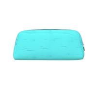DEHIWI Astuccio portapenne in pelle impermeabile blu foglia di tè astuccio da viaggio borsa portaoggetti portapenne per lavoro ufficio trucco, Argento, Taglia unica
