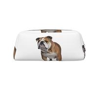 DEHIWI Astuccio portapenne in pelle impermeabile con bulldog inglese, astuccio da viaggio per cosmetici, portapenne, per lavoro, ufficio e trucco, Oro, Taglia unica