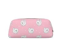 DEHIWI Astuccio portapenne in pelle impermeabile con cuccioli della Pomerania, astuccio da viaggio per cosmetici, portapenne, per lavoro, ufficio e trucco, Oro, Taglia unica