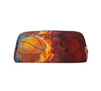 DEHIWI Astuccio portapenne in pelle impermeabile con fiamme e gocce d'acqua, da viaggio, per trucchi da lavoro, ufficio, Argento, Taglia unica