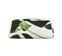 DEHIWI Astuccio portapenne in pelle impermeabile con foglie verdi acquerello, borsa da viaggio, borsa portaoggetti porta penne per lavoro ufficio trucco, Argento, Taglia unica