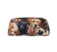 DEHIWI Astuccio portapenne in pelle impermeabile con molti cani, astuccio da viaggio per cosmetici, portapenne, per lavoro, ufficio e trucco, Oro, Taglia unica