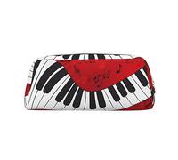 DEHIWI Astuccio portapenne in pelle impermeabile con note musicali e pianoforte, astuccio da viaggio per cosmetici, portapenne, per lavoro, ufficio e trucco, Oro, Taglia unica