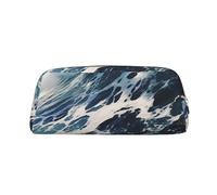 DEHIWI Astuccio portapenne in pelle impermeabile con onde in schiuma da spiaggia, astuccio da viaggio per cosmetici, portapenne per lavoro, ufficio e trucco, Oro, Taglia unica