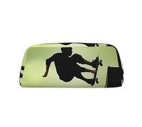 DEHIWI Astuccio portapenne in pelle impermeabile per skateboard, astuccio da viaggio per cosmetici, portapenne, per lavoro, ufficio e trucco, Argento, Taglia unica