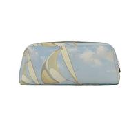 Dehiwi Barca a vela Paesaggio Barca Matita Astuccio Impermeabile Carino In Pelle Matita Sacchetto di Viaggio Cosmetici Trucco Sacchetto Organizzatore Portapenne per Uff, Oro, Taglia unica, Organizer