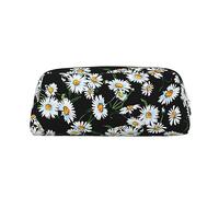 Dehiwi Beauty Daisy - Astuccio portapenne in pelle, impermeabile, carino, da viaggio, per cosmetici, organizer per penne e trucchi da ufficio, Argento, Taglia unica, Organizer per borse