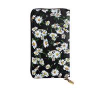 DEHIWI Beauty Daisy, portafoglio lungo da donna, in pelle, con cerniera, da viaggio, porta carte di credito, Nero , Taglia unica