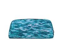 DEHIWI Bella superficie marina matita matita caso impermeabile in pelle matita sacchetto viaggio Comestic Bag Storage Bag portapenne per lavoro ufficio trucco, Argento, Taglia unica