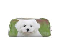 DEHIWI Bichon Frise - Astuccio portapenne in pelle impermeabile, astuccio da viaggio per trucchi da lavoro, ufficio, Oro, Taglia unica