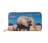 DEHIWI Big Ears, portafoglio lungo da donna, in pelle, con cerniera, con elefante, borsa da viaggio e porta carte di credito, Nero , Taglia unica