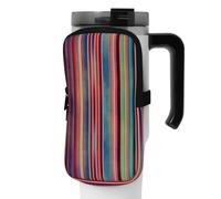 DEHIWI Borsa per bottiglia d'acqua a strisce colorate Custodia impermeabile per bicchieri con scomparto con cerniera Accessori per borsa per bottiglie d'acqua da palestra per uomini donne, Nero , M