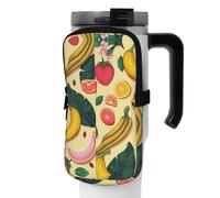 DEHIWI Borsa per bottiglia d'acqua a tema frutta tropicale impermeabile con scomparto con cerniera borsa per bottiglia d'acqua da palestra accessori per uomo donna, Nero , S