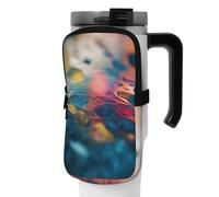 DEHIWI Borsa per bottiglia d'acqua astratta defocalizzata impermeabile con scomparto con cerniera Borsa per bottiglia d'acqua da palestra Accessori per uomo donna, Nero , M