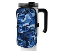 DEHIWI Borsa per bottiglia d'acqua blu mimetica impermeabile con scomparto con cerniera borsa per bottiglia d'acqua da palestra accessori per uomo donna, Nero , M