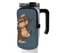 DEHIWI Borsa per bottiglia d'acqua Carina Scimmia Impermeabile Bere Tumbler Pouch Con Scomparto Cerniera Palestra Bottiglia D'acqua Borsa Accessori Per Uomo Donna, Nero , S