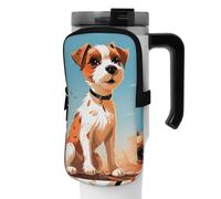 DEHIWI Borsa per bottiglia d'acqua Cartoon Russell Terrier impermeabile con scomparto con cerniera Borsa per bottiglia d'acqua da palestra Accessori per uomo donna, Nero , M
