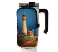 DEHIWI Borsa per bottiglia d'acqua Catoon Whale Lighthouse impermeabile con scomparto con cerniera borsa per bottiglia d'acqua da palestra accessori per uomo donna, Nero , M