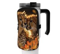 DEHIWI Borsa per bottiglia d'acqua Cheetah Love impermeabile con scomparto con cerniera borsa per bottiglia d'acqua da palestra accessori per uomo donna, Nero , M