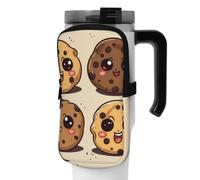 DEHIWI Borsa per bottiglia d'acqua con 3 biscotti con gocce di cioccolato con diverse espressioni, custodia impermeabile con scomparto con cerniera, borsa per bottiglia d'acqua da palestra, accessori