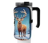 DEHIWI Borsa per bottiglia d'acqua con albero di Natale alce impermeabile con scomparto con cerniera borsa per bottiglia d'acqua da palestra accessori per uomo donna, Nero , S