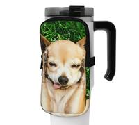 DEHIWI Borsa per bottiglia d'acqua con cane chihuahua, impermeabile, con scomparto con cerniera, accessorio per bottiglia d'acqua da palestra per uomini e donne, Nero , S