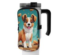 DEHIWI Borsa per bottiglia d'acqua con cani carini, impermeabile, con scomparto con cerniera, accessorio per borsa per bottiglia d'acqua da palestra per uomini e donne, Nero , S