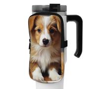 DEHIWI Borsa per bottiglia d'acqua con cucciolo di cane carino impermeabile con scomparto con cerniera borsa per bottiglia d'acqua da palestra accessori per uomo donna, Nero , S