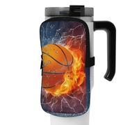 DEHIWI Borsa per bottiglia d'acqua con fiamme e gocce d'acqua da basket, impermeabile, con scomparto con cerniera, accessorio per borsa per bottiglia d'acqua da palestra per uomini e donne, Nero , M