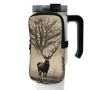 DEHIWI Borsa per bottiglia d'acqua con immagine astratta di alce albero impermeabile con scomparto con cerniera borsa per bottiglia d'acqua da palestra accessori per uomo donna, Nero , M