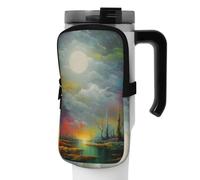 DEHIWI Borsa per bottiglia d'acqua con pittura astratta impermeabile con scomparto con cerniera Borsa per bottiglia d'acqua da palestra Accessori per uomo donna, Nero , S