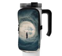 DEHIWI Borsa per bottiglia d'acqua con una donna in piedi in un buco nuvola magico come un sogno, impermeabile, con scomparto con cerniera, borsa per bottiglia d'acqua da palestra, accessori per